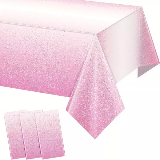 Toalha de mesa plástica descartável rosa para festas, gradiente pastel, mesas retangulares, sprin rosa claro, 1 pacote