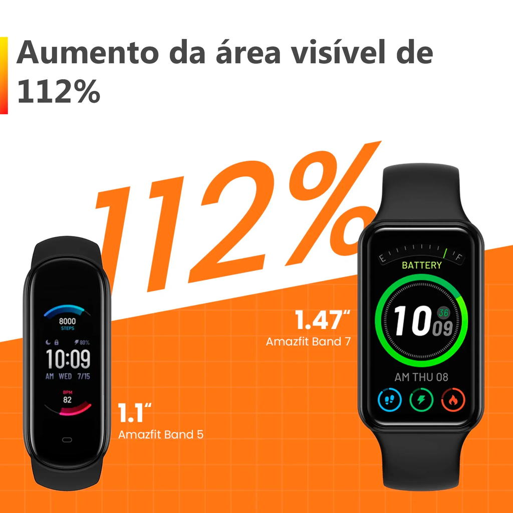 Smartband Amazfit Band 7 Versão Global Tela 1.47" Amoled sensível ao toque 120 Modos esportivos com Alexa B2177OV1N - Preto