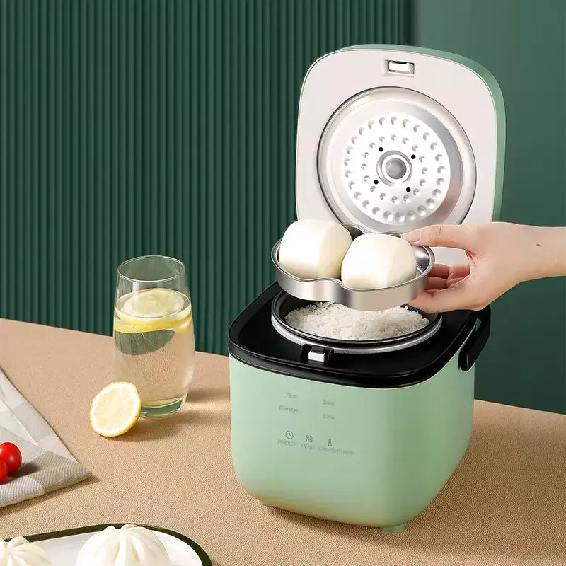 Mini panela de arroz automática, cozinha doméstica, máquina de cozinhar elétrica, 1-2 pessoas, aquecedor de alimentos, vaporizador, 1,2l, panela de arroz pequena