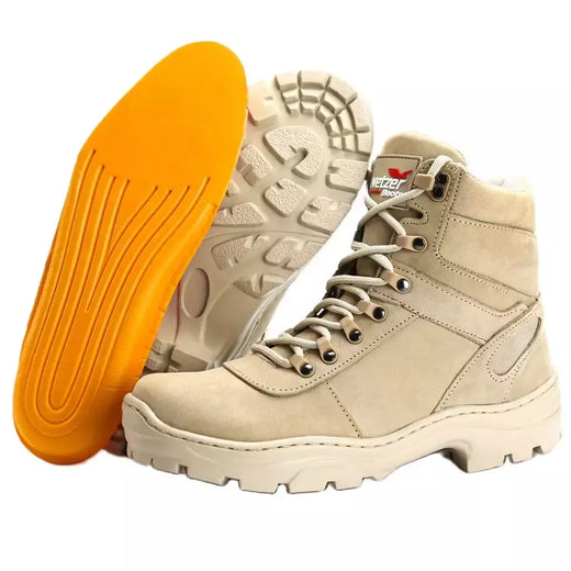 Bota Coturno Militar Desert Cano Curto em Couro Confortável Trilha