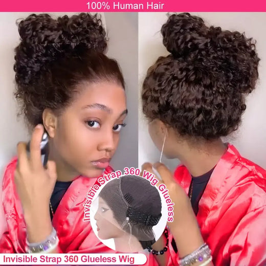 Alça invisível 360 full hd laço peruca sem cola chocolate marrom onda de água 30 Polegada peruca dianteira do laço cabelo humano onda profunda peruca frontal