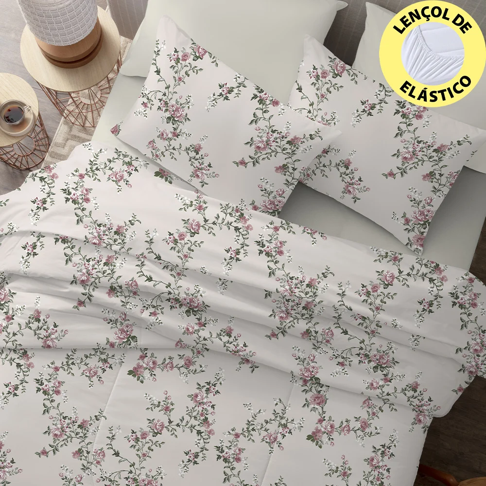 Jogo De Cama Lençol Queen 4 Peças 150 Fios Antialérgico Camesa - Emcompre