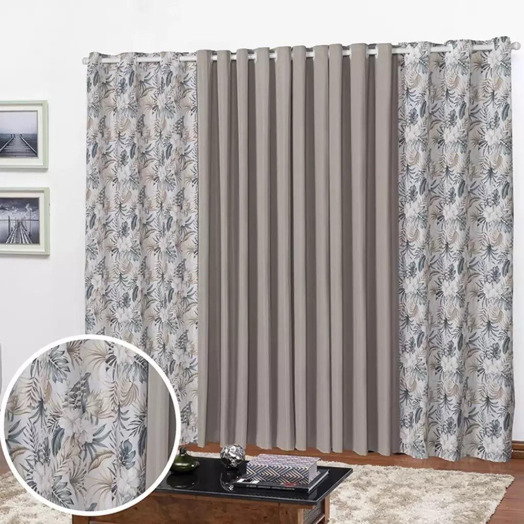 Cortina Florata 3,00 L 2,20 A (Parede Inteira, Sala, Quarto, Escritório, Decoração)