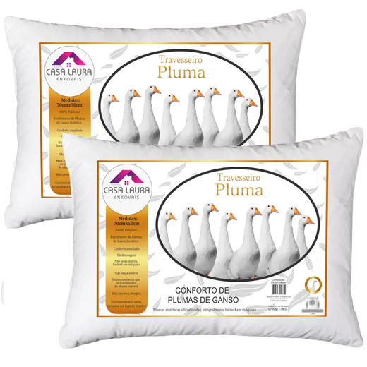 Kit 2 Travesseiros Pluma de Ganso Sintético