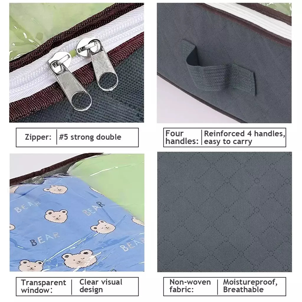 Recipientes de armazenamento dobráveis sob a cama com janela transparente, organizadores de brinquedos e sacos de armazenamento de roupas, caixas de armazenamento de armário