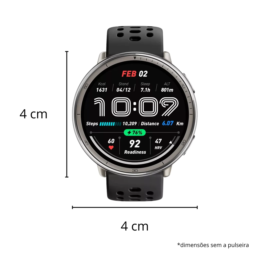 Smartwatch Amazfit Active 2 Round Tela AMOLED GPS Integrado À Prova D'água 5ATM Relógio Inteligente Para Esportes E Saúde