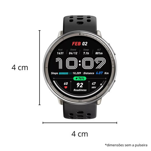Smartwatch Amazfit Active 2 Round Tela AMOLED GPS Integrado À Prova D'água 5ATM Relógio Inteligente Para Esportes E Saúde