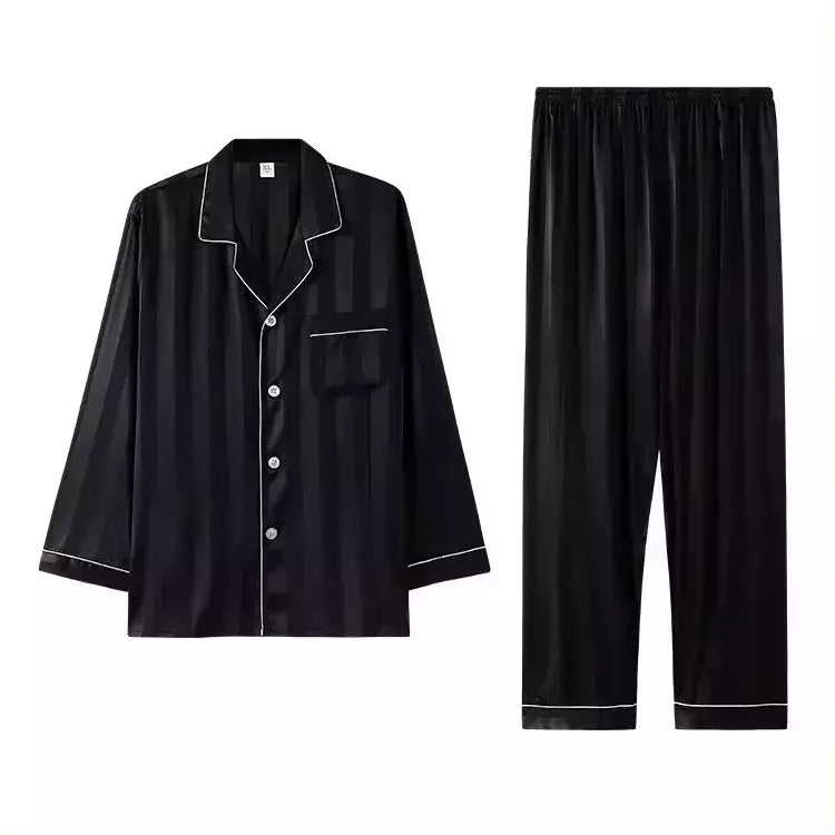 Conjuntos de pijama masculino de cetim de seda manga comprida, pijamas masculinos, camisola estampada, Casa, Soft Cozy Sleepwear Calças, Novo
