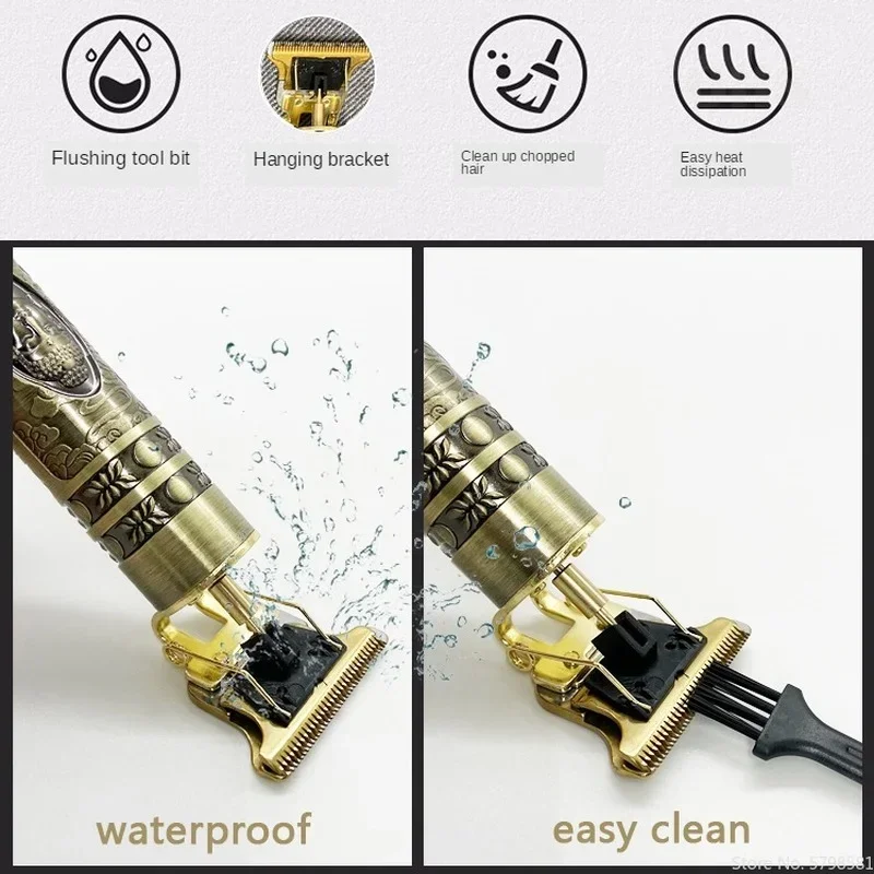 Elétrica sem fio cabelo Clipper, Profissional Barba Aparador, Beleza Kit, Tesoura Retro Bluetooth, Corte de cabelo