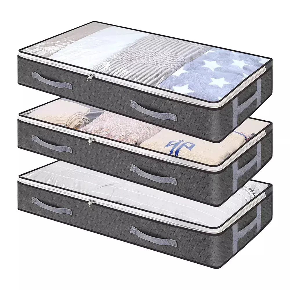 Recipientes de armazenamento dobráveis sob a cama com janela transparente, organizadores de brinquedos e sacos de armazenamento de roupas, caixas de armazenamento de armário