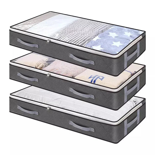Recipientes de armazenamento dobráveis sob a cama com janela transparente, organizadores de brinquedos e sacos de armazenamento de roupas, caixas de armazenamento de armário