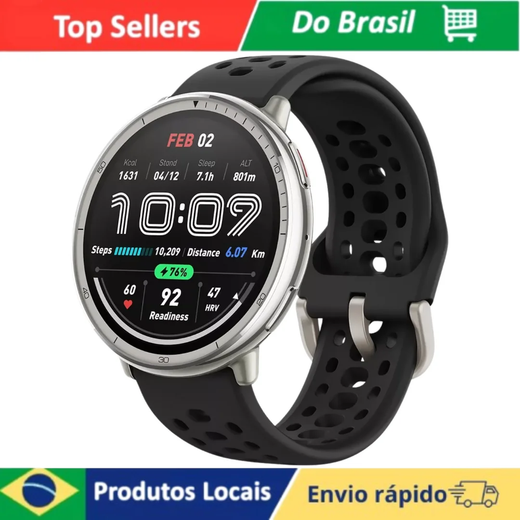 Smartwatch Amazfit Active 2 Round Tela AMOLED GPS Integrado À Prova D'água 5ATM Relógio Inteligente Para Esportes E Saúde