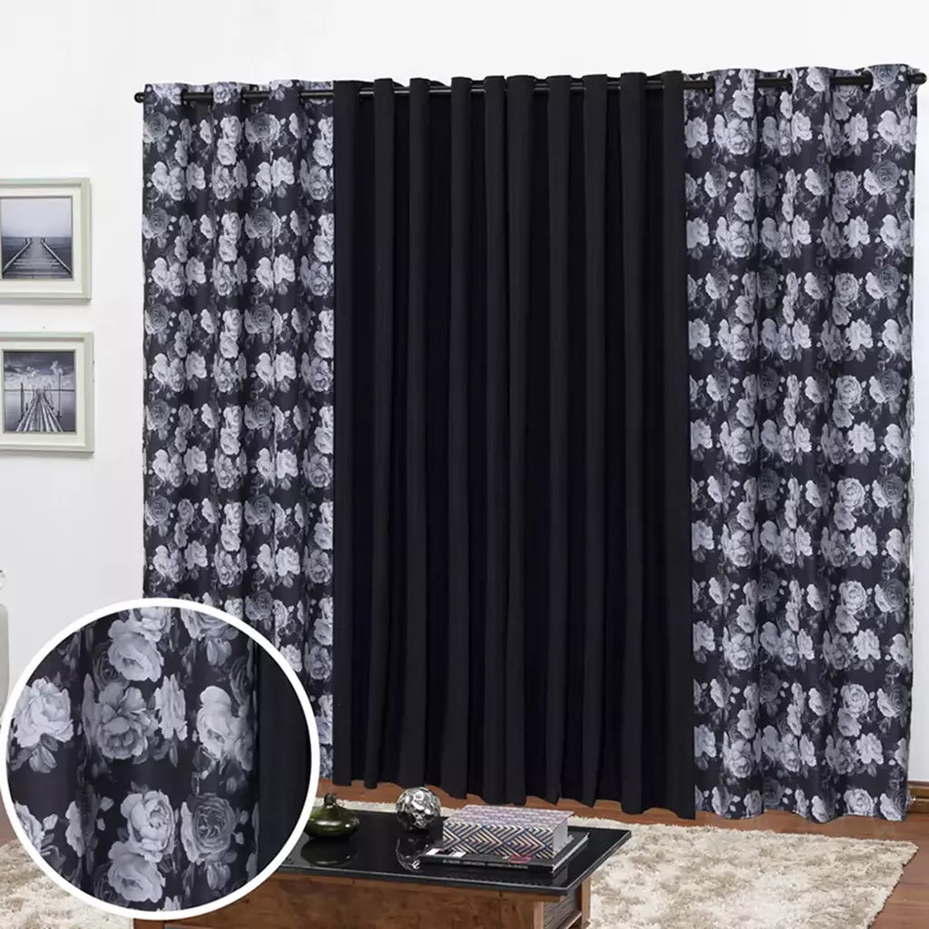Cortina Florata 3,00 L 2,20 A (Parede Inteira, Sala, Quarto, Escritório, Decoração)