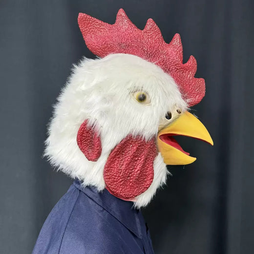 1pc engraçado galo cabeça máscara com pele realista frango animal látex traje festas cosplay halloween-novidade acessório de festa
