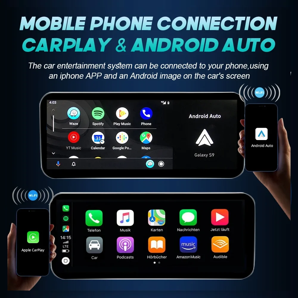 Android 14 sem fio carplay para mercedes benz classe c w205 tela android navegação multimídia automática gps swc dsp 4g wifi