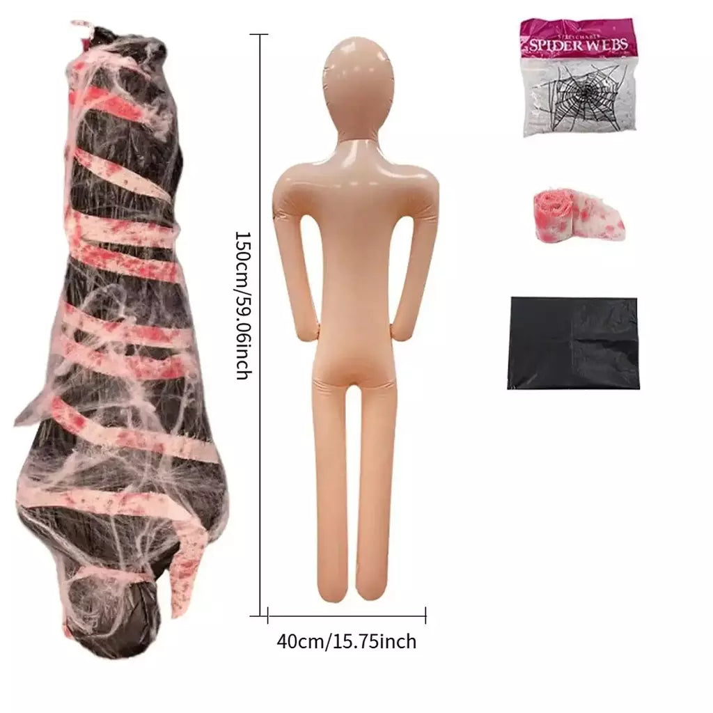 Manequim inflável de halloween, corpo inteiro, corpo morto manequim inflável, adereços de fantasia cosplay para quintal, pátio, casa, decoração de halloween