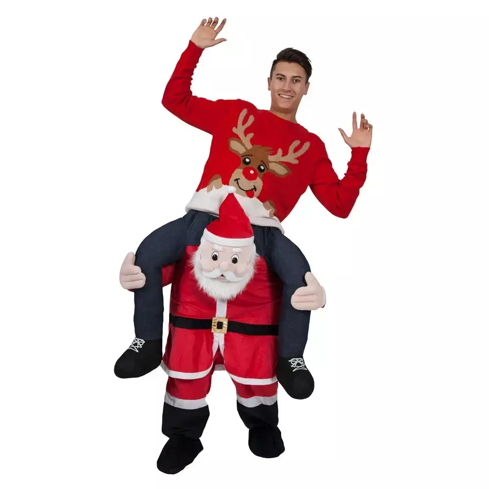 Adulto Halloween Cosplay Trajes para homens e mulheres, Ride On Me Mascote, Carry Back, Calças de animais engraçados, Perna falsa, Festa de Natal
