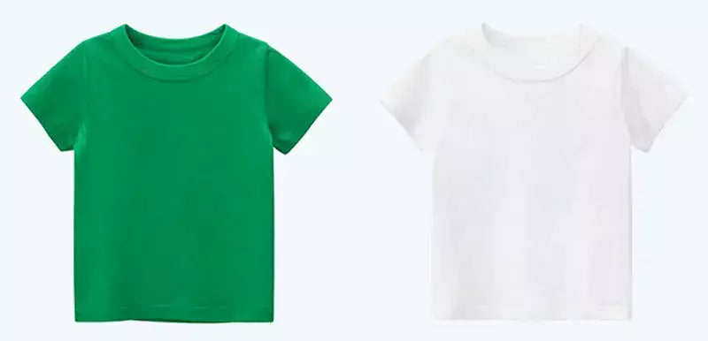 T-shirt de algodão liso para crianças, tops para crianças, meninos e meninas, bebê criança, garotada roupas em branco sólido, branco e preto, crianças manga curta tees, 1 a 8 anos, verão respirável uniformes escolares
