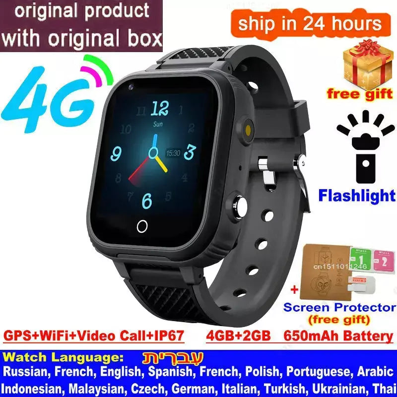 Lt21 4g relógio inteligente crianças gps wifi chamada de vídeo sos ip67 à prova dip67 água criança smartwatch câmera monitor rastreador localização telefone relógio