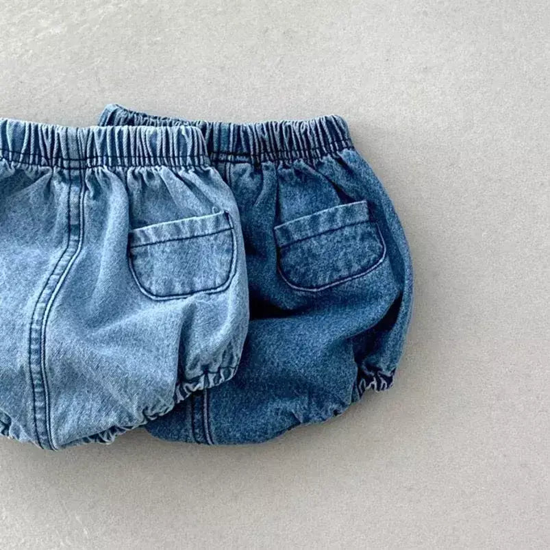Adorável bebê meninos shorts verão casual denim calças curtas para a criança meninas bolsos design roupas crianças calças jeans 0-24m