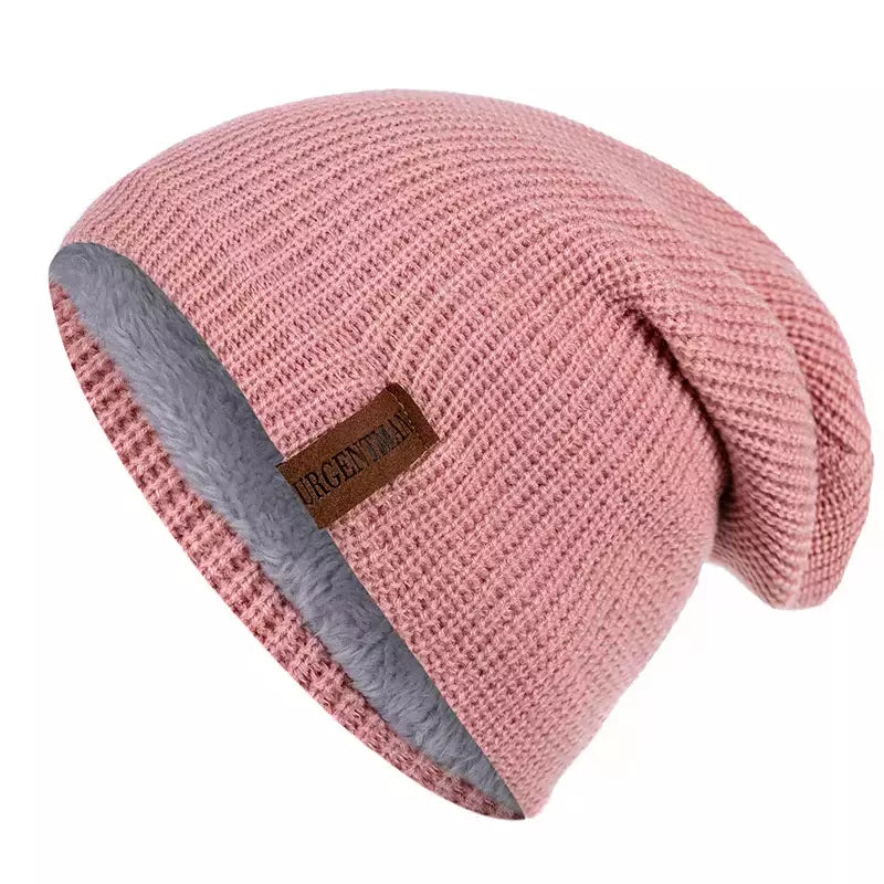 Chapéu clássico de inverno tricotado URGENTMAN Label Casual boné para mulheres homens manter quente adicionar forro de pele chapéu de inverno fashion sólido gorro chapéu 16 cores boné de esqui