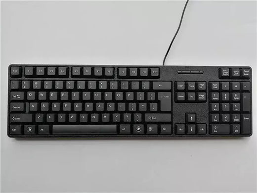 Teclado com fio USB com 104 teclas, teclado de jogo, computador, espanhol, francês, russo, árabe, letra