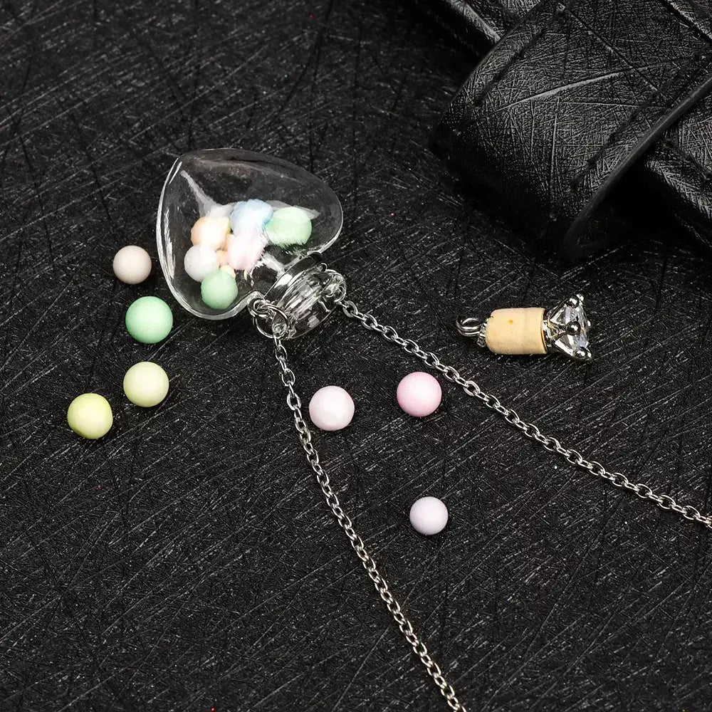 Colar pingente frasco esmalte opcável, gota d' água coração corrente de aço lembrança joias presente perfume mini garrafas colar de jóias
