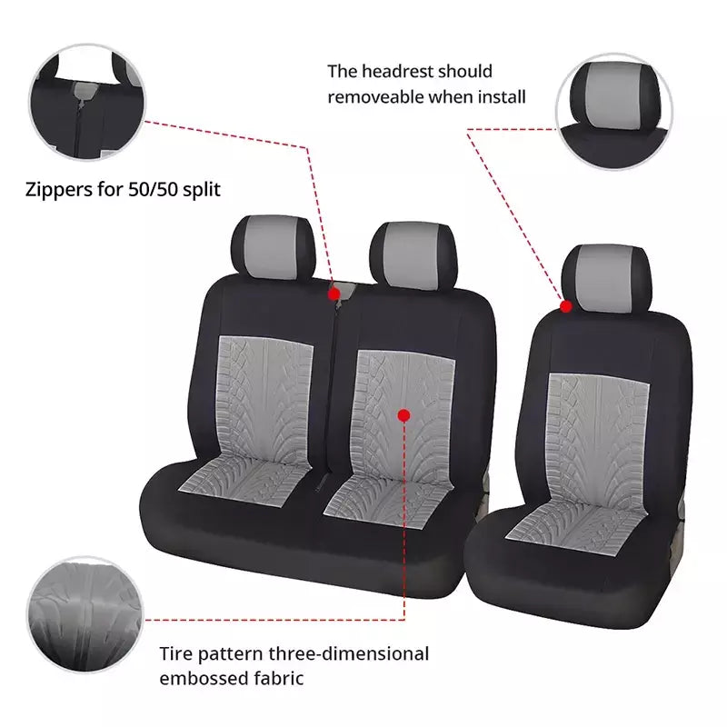 Capas universais para assentos, capas de alta qualidade para interior do carro, adequadas para duas fileiras de assentos (assentos dianteiros duplos e 2 + 1 assentos)