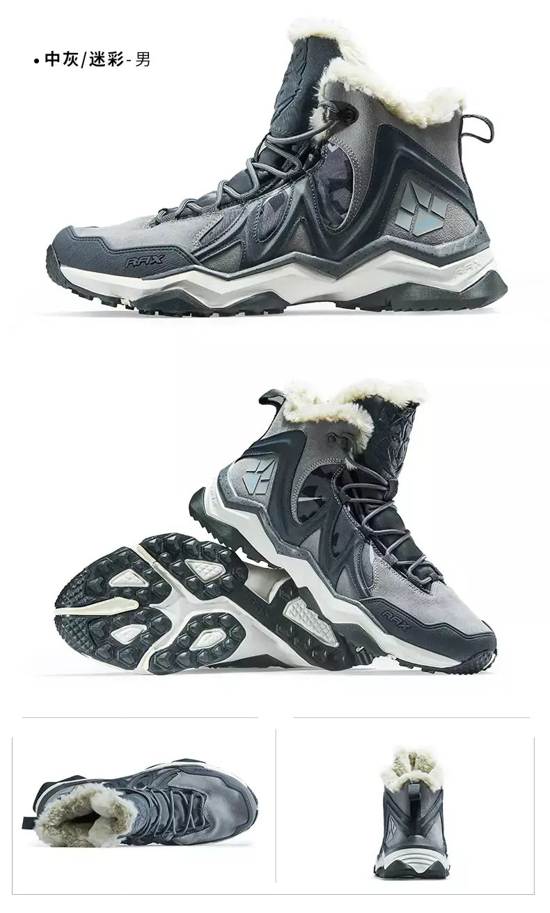 Rax à prova dwaterproof água caminhadas sapatos homens inverno ao ar livre tênis para homens botas de neve de pelúcia montanha botas de neve turismo ao ar livre sapato de corrida