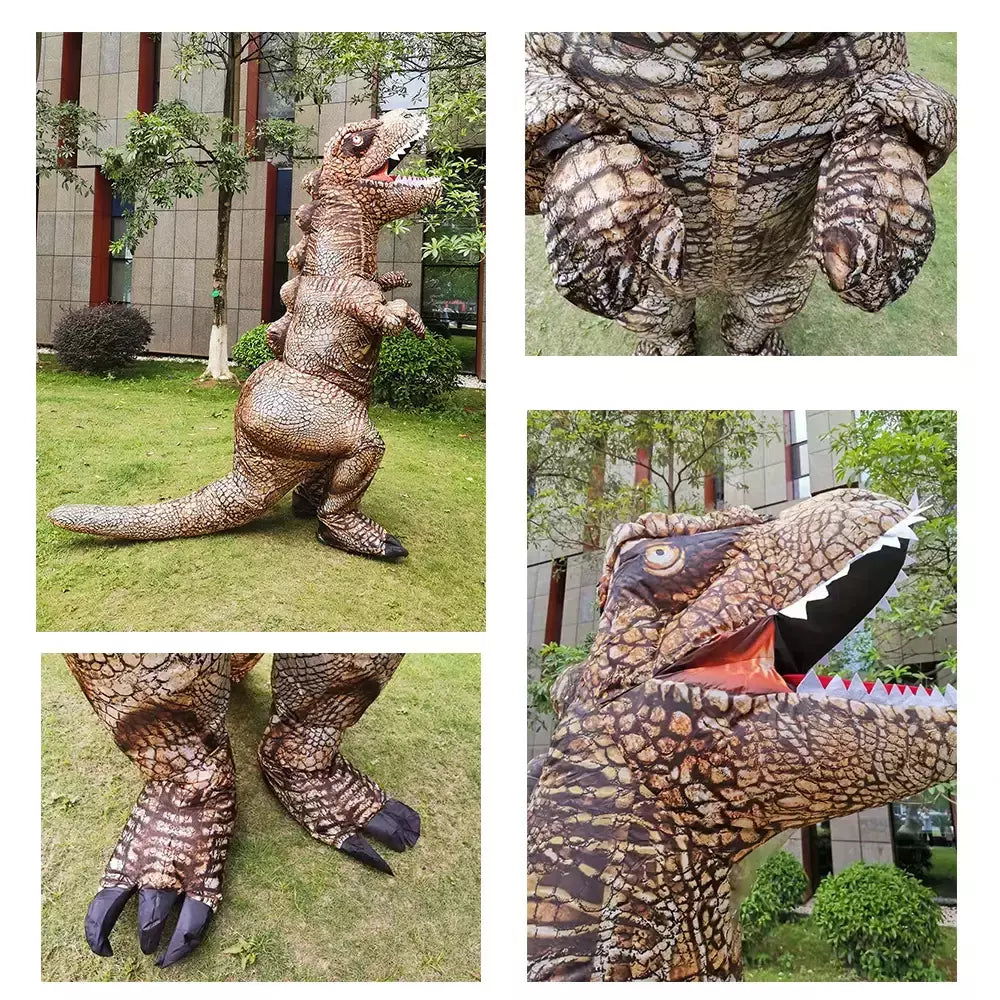 Adulto trajes de dinossauro inflável halloween anime festa cosplay disfraz purim mascote listrado role play roupas para homem mulher