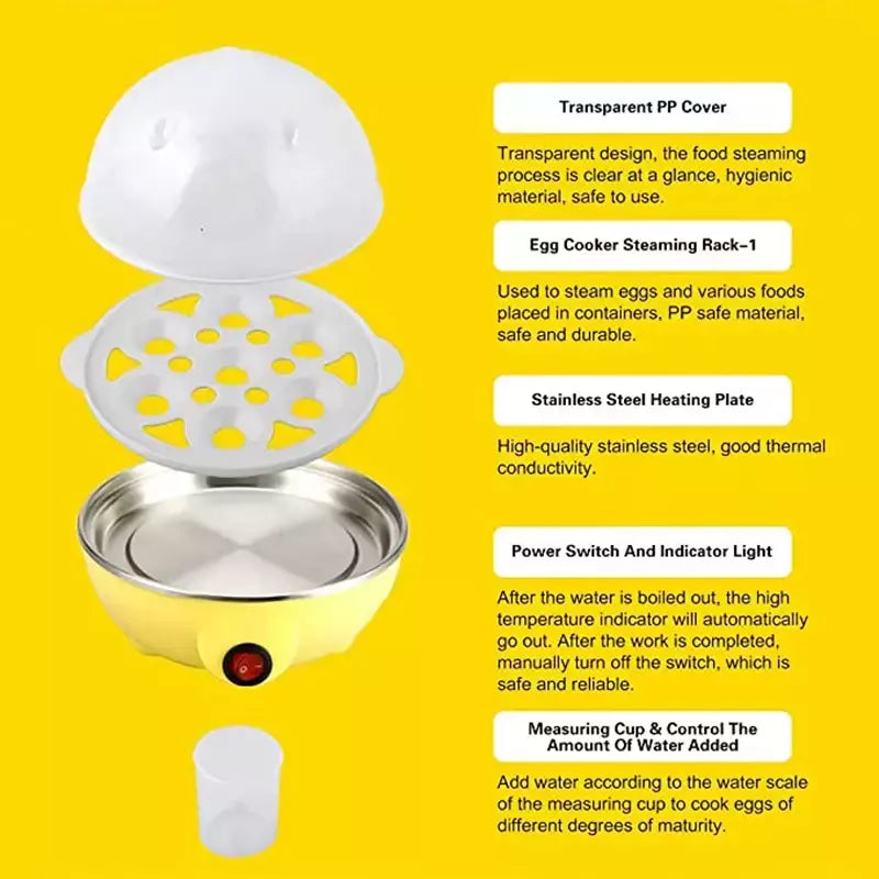 Fogão De Ovos Elétrico Rápido Multifuncional, Caldeira De 7 Ovos, Vapor, Auto-Off, Omelete Genérica, Utensílio De Cozinha, Ferramentas De Café Da Manhã