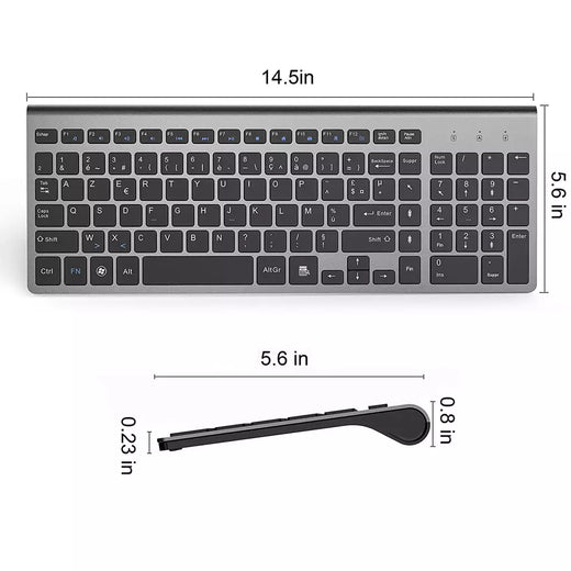 Conjunto de Teclado Sem Fio Francês, Layout AZERTY, Ultra Fino, 2.4G, Silencioso, Chave de Tesoura Compacta, Mac, Windows, PC, Laptop, TV Box