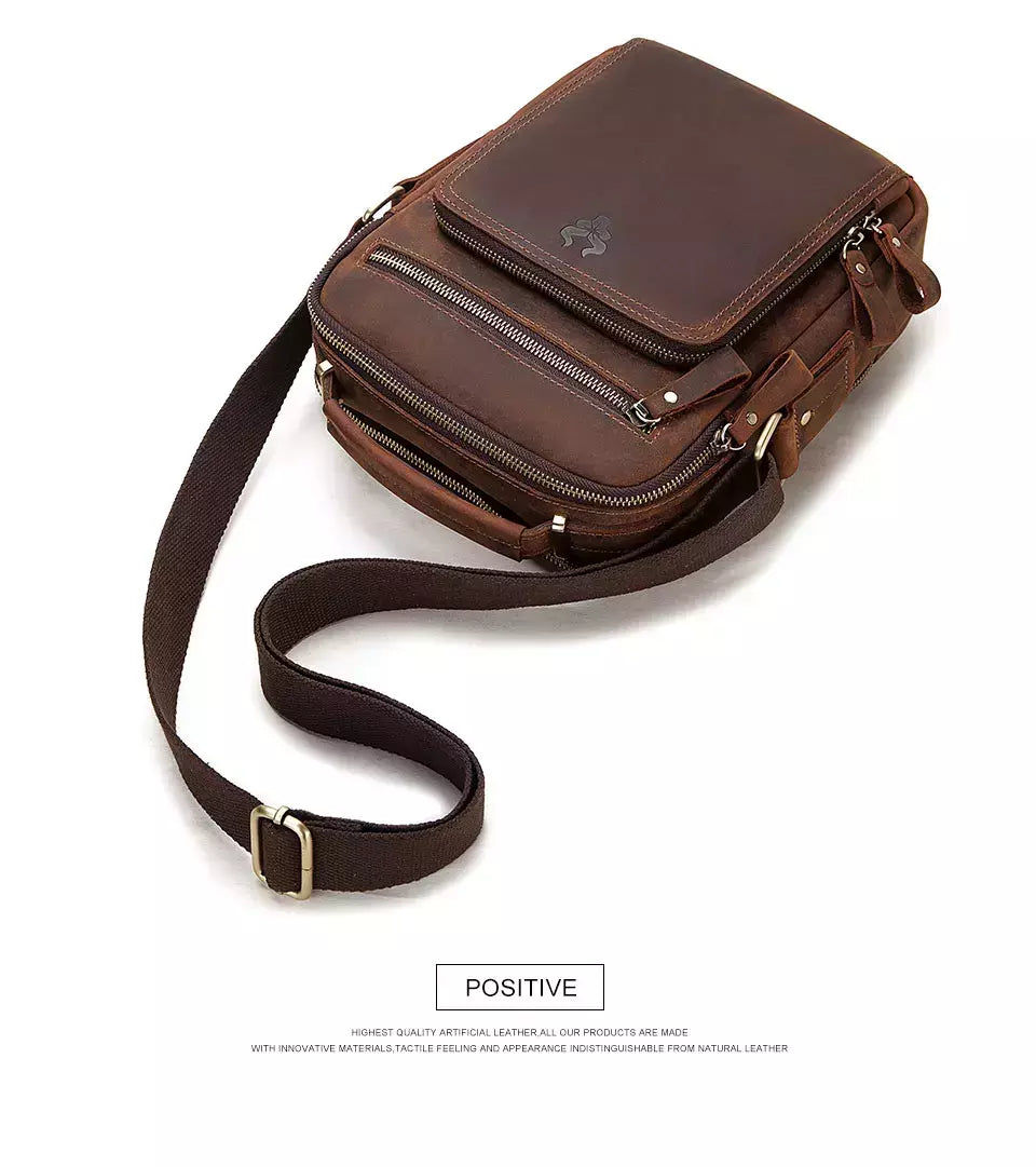 HumerPAUL-Bolsa de ombro de couro genuíno para homens, sacos transversais vintage, de grande capacidade, sacola masculina do mensageiro, bolsa de viagem