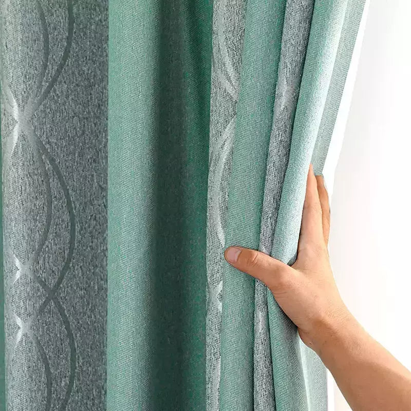 Dreamwood-Modern Verde Listrado Blackout Cortina para sala de estar, espessamento Quarto Cortinas, 2 cores disponíveis, Hot Sale