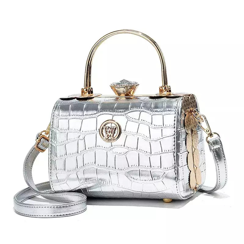 Bolsa De Noiva De Couro Brilhante para Senhoras, Pequena Bolsa De Ombro Quadrada, Saco Do Mensageiro, de Alta Qualidade, Marca De Moda, Designer, Novo