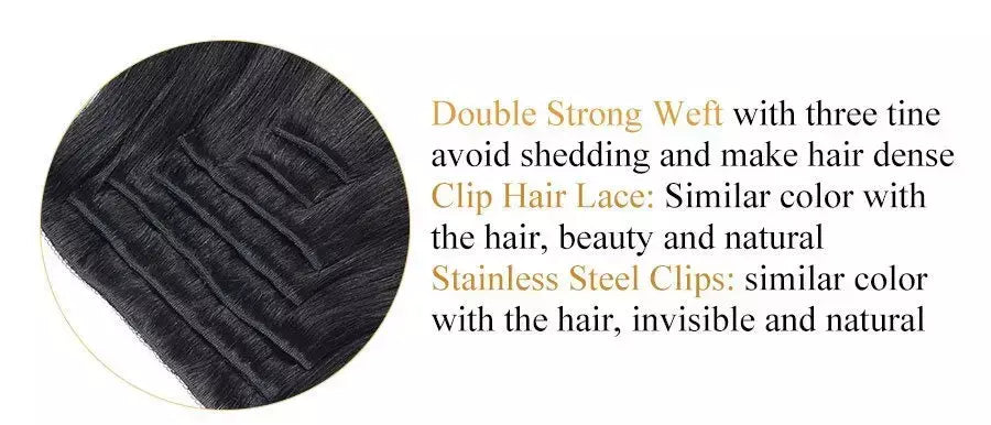 Doreen 160g 200g 240g série de volume máquina brasileira remy clipe reto em extensões de cabelo humano cabeça cheia 10 pçs 16 a 24 Polegada