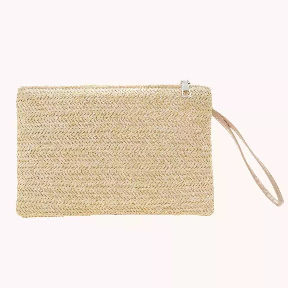 Moda feminina boêmio tecido embreagem wristlet saco casual senhoras praia verão cor sólida pequenas bolsas bolsa branco bege presentes