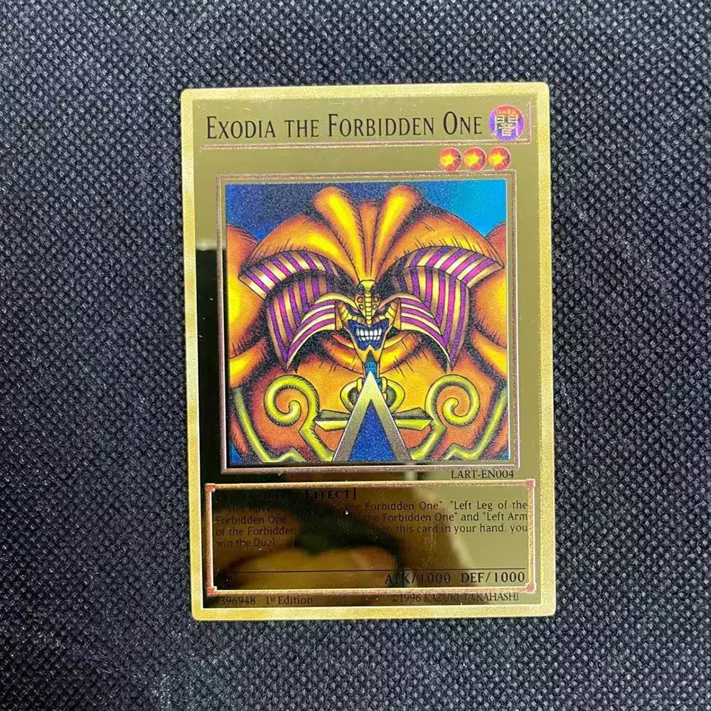 Yugioh cartões de metal dourado yu-gi-oh liga coleção cartão olhos azuis escuro magial obelisco slifer ra crianças presente de aniversário de natal