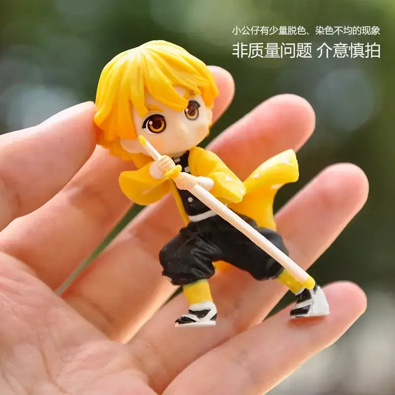 Anime 6 pçs demônio assassino figura 7cm kimetsu não yaiba figura q posket kamado tanjirou kamado nezuko agatsuma figura brinquedos