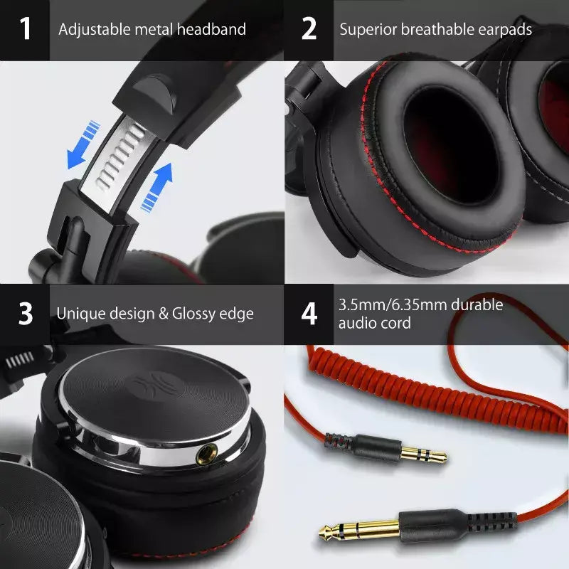 Oneodio com fio profissional estúdio pro 50 dj fones de ouvido com microfone sobre a orelha monitor alta fidelidade música fone para telefone pc