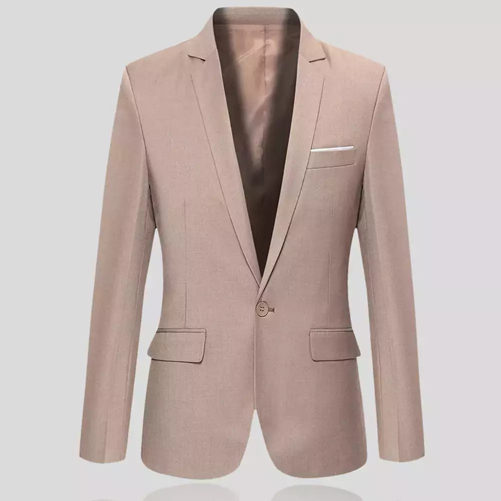 Blazer fino monocromático para homens, jaqueta de escritório masculina, tamanho grande, preto e azul, casaco de casamento coreano