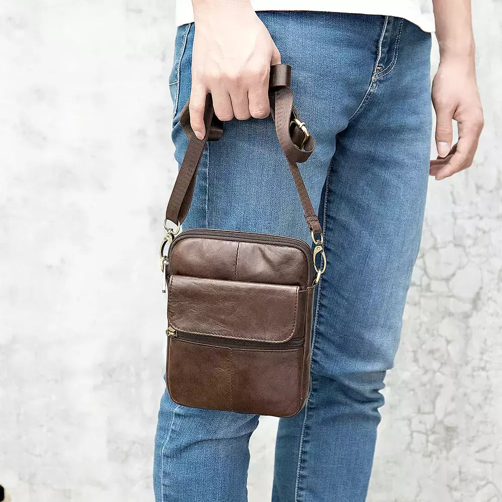 Luufan-bolsa de ombro de couro genuíno masculina, pequenos sacos mensageiro, mini bolsa tiracolo de viagem masculina, nova moda, 2020