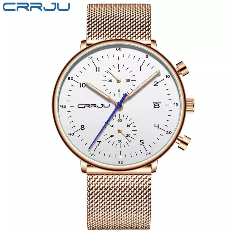 Crrju relógio masculino topo de luxo marca aço inoxidável relógio de pulso militar à prova dwaterproof água data quartzo relógios relogio masculino