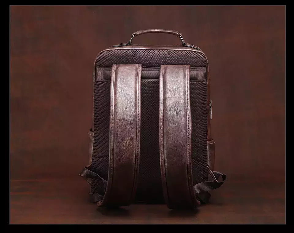 JEEP BULUO-Bolsa Masculina Casual para Laptop, Mochila de Couro Dividido, Bolsa para Computador, Alta Capacidade, Nova Tendência