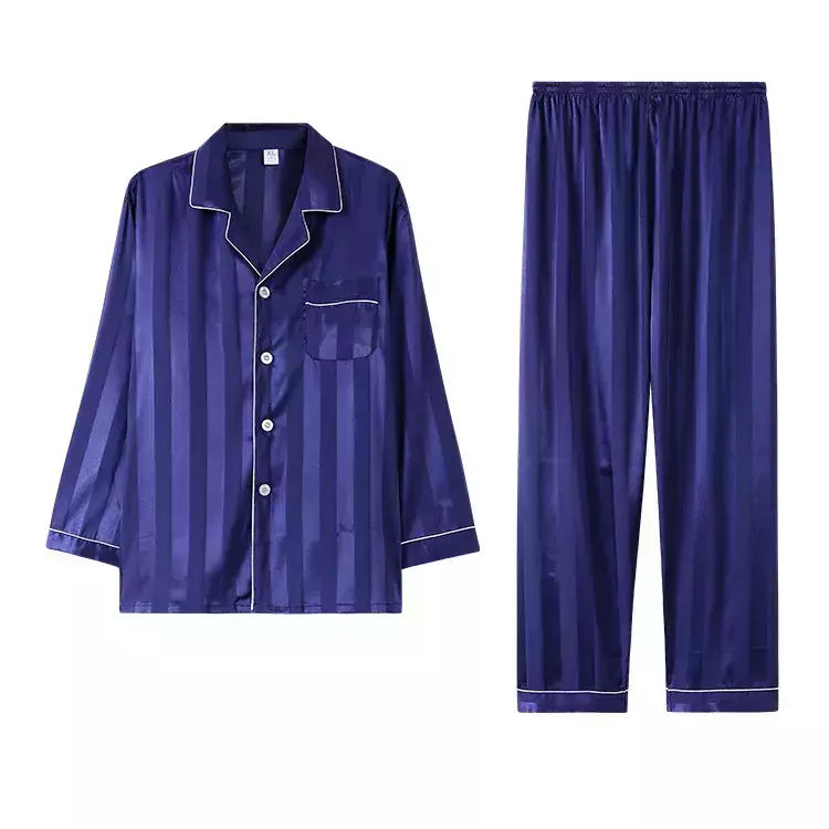 Conjuntos de pijama masculino de cetim de seda manga comprida, pijamas masculinos, camisola estampada, Casa, Soft Cozy Sleepwear Calças, Novo
