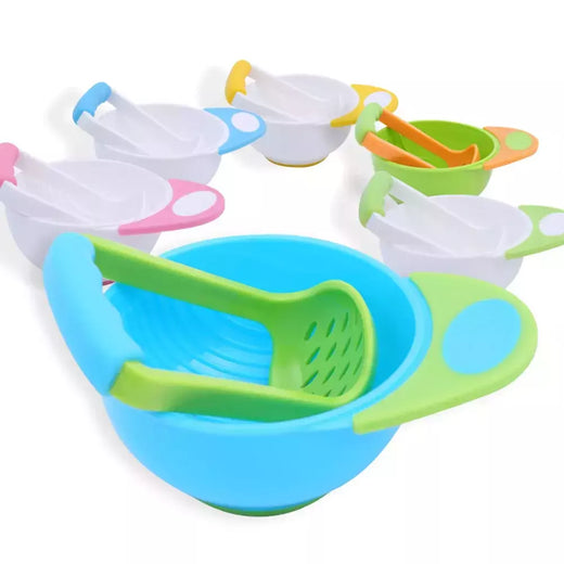 Tigela de alimentação para crianças, conjunto de moagem para alimentos, moedor e utensílios de mesa, processador de segurança para alimentos