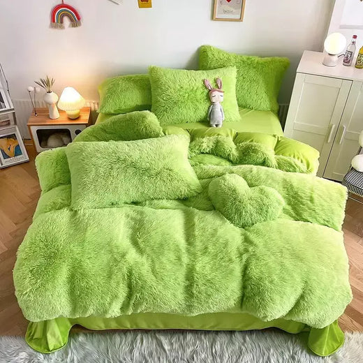 Conjunto de cama luxuoso preto macio, capa de edredão Shaggy, 2 fronhas, zíper, veludo macio, 3pcs