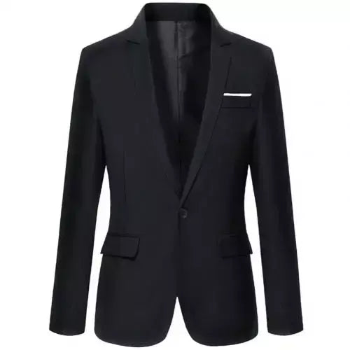 Blazer fino monocromático para homens, jaqueta de escritório masculina, tamanho grande, preto e azul, casaco de casamento coreano