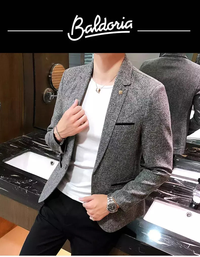 Terno casual blazer masculino, jaqueta formal, design popular, vestido, casacos de negócios, plus size, S-4XL, 2023