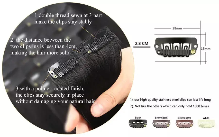 Doreen 160g 200g 240g série de volume máquina brasileira remy clipe reto em extensões de cabelo humano cabeça cheia 10 pçs 16 a 24 Polegada
